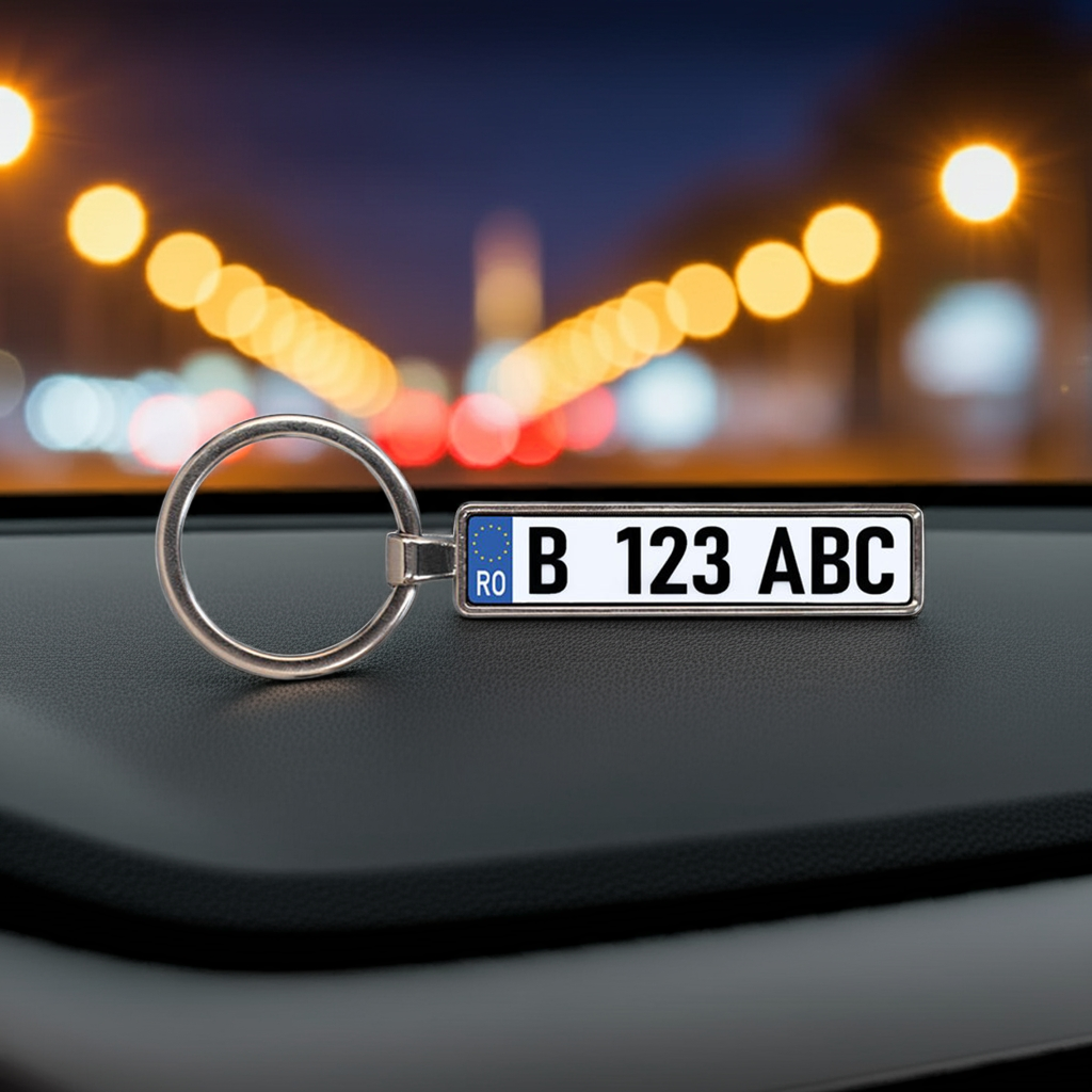 Breloc personalizat cu numar auto de Romania 4