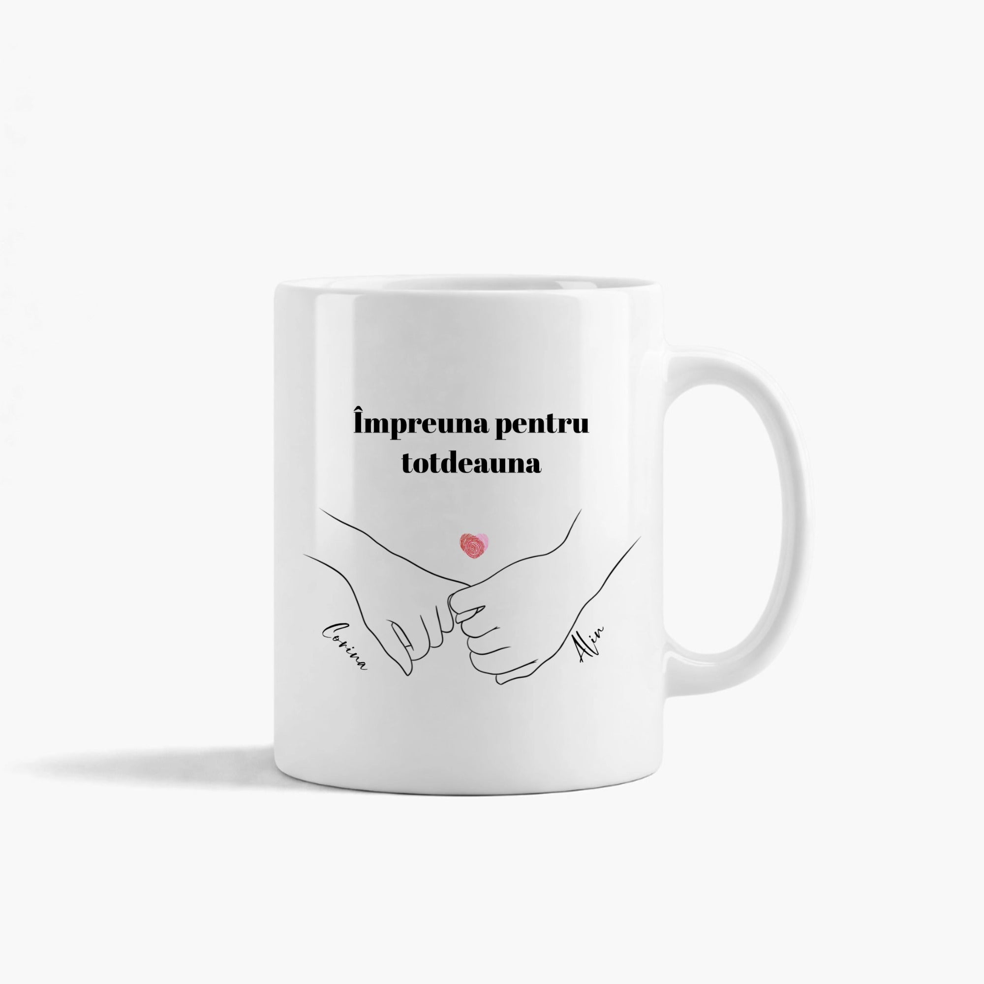 Cana ceramica personalizabila cu nume si titlu - Holding Hands