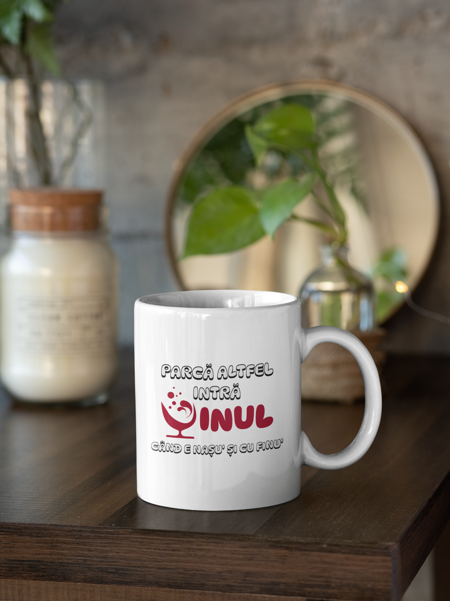 Cană ceramică cu mesaj amuzant- Parca altfel intra vinul 3