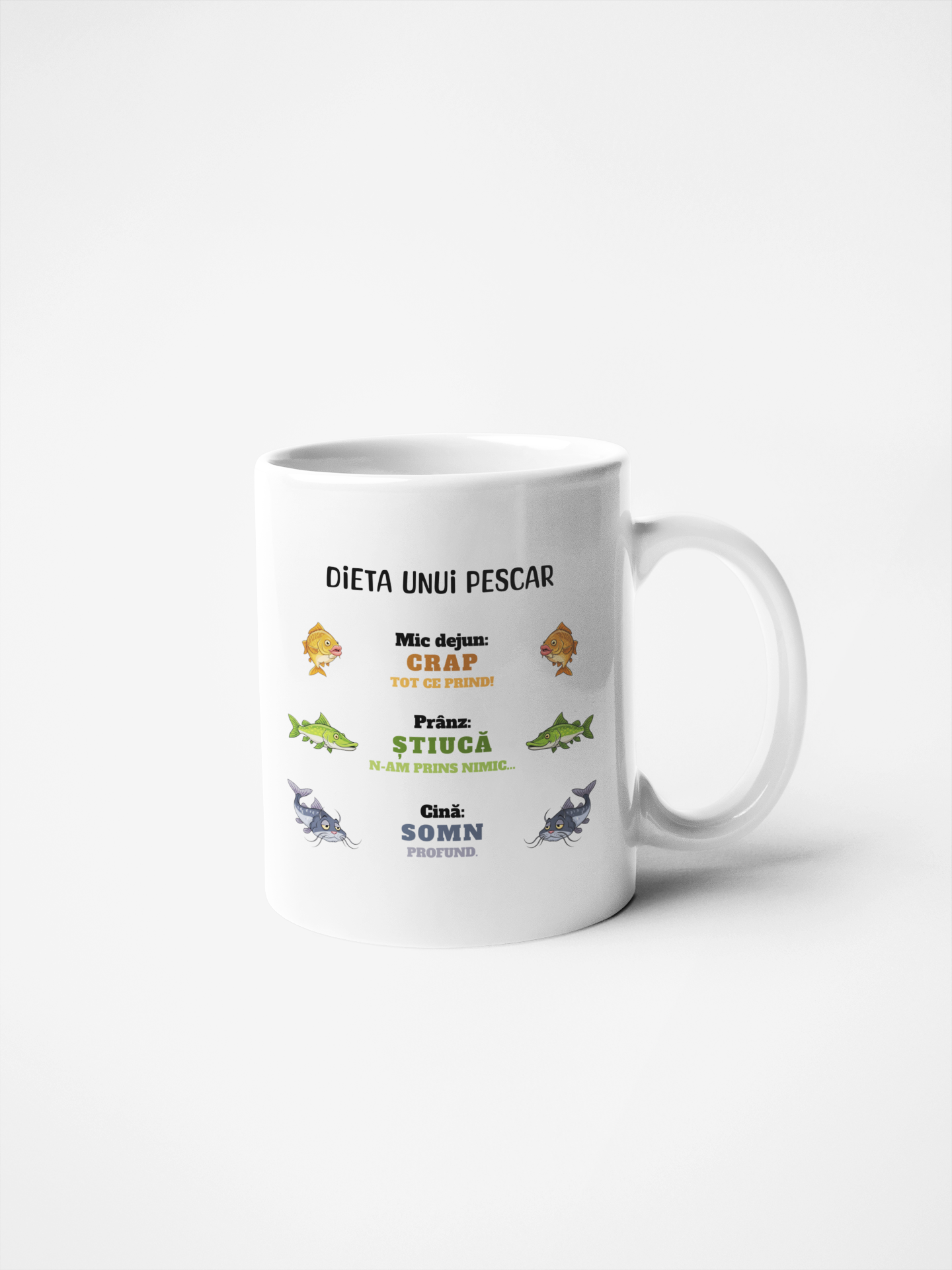 Cană ceramică cu mesaj amuzant - Dieta unui pescar