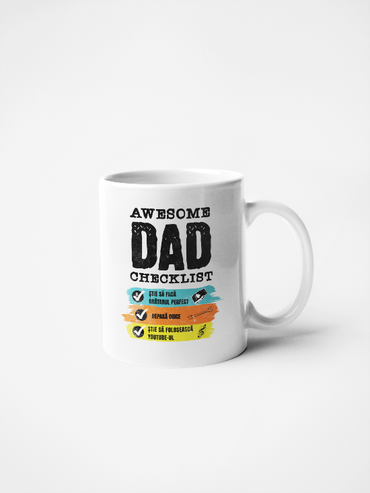 Cană ceramică - Awesome dad checklist - PrintPop
