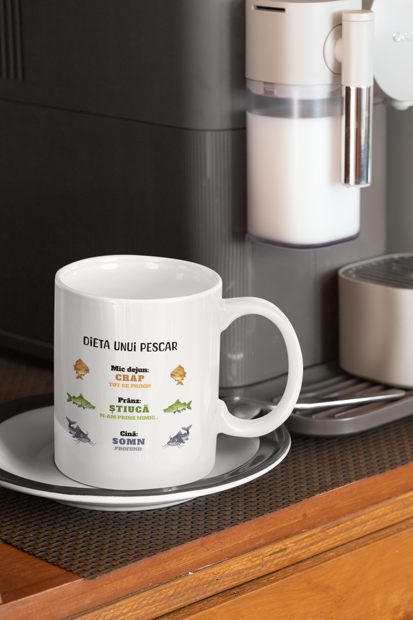 Cană ceramică cu mesaj amuzant - Dieta unui pescar