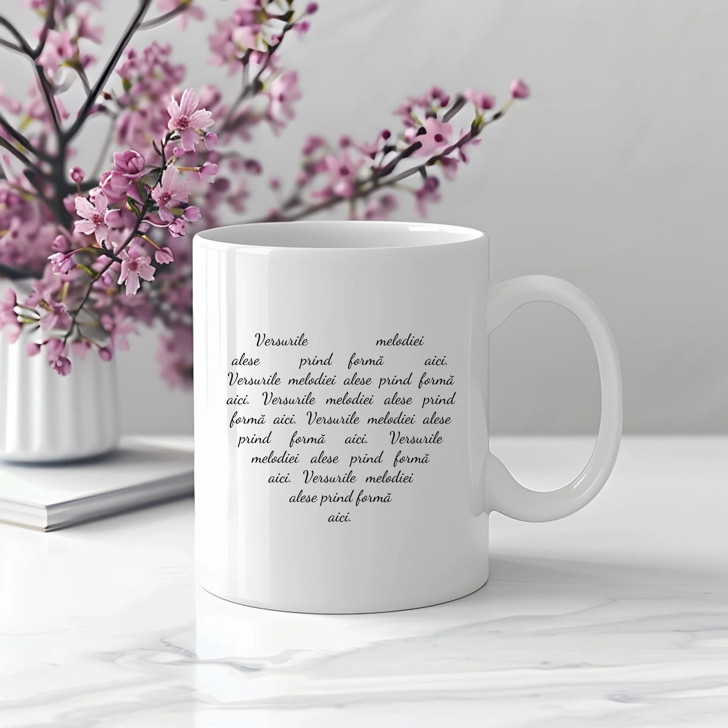 Cană Personalizată cu Poză și Melodie – Design "Music Player + Versuri Inimă"