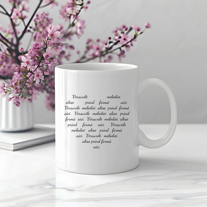 Cană Personalizată cu Poză și Melodie – Design "Music Player + Versuri Inimă"