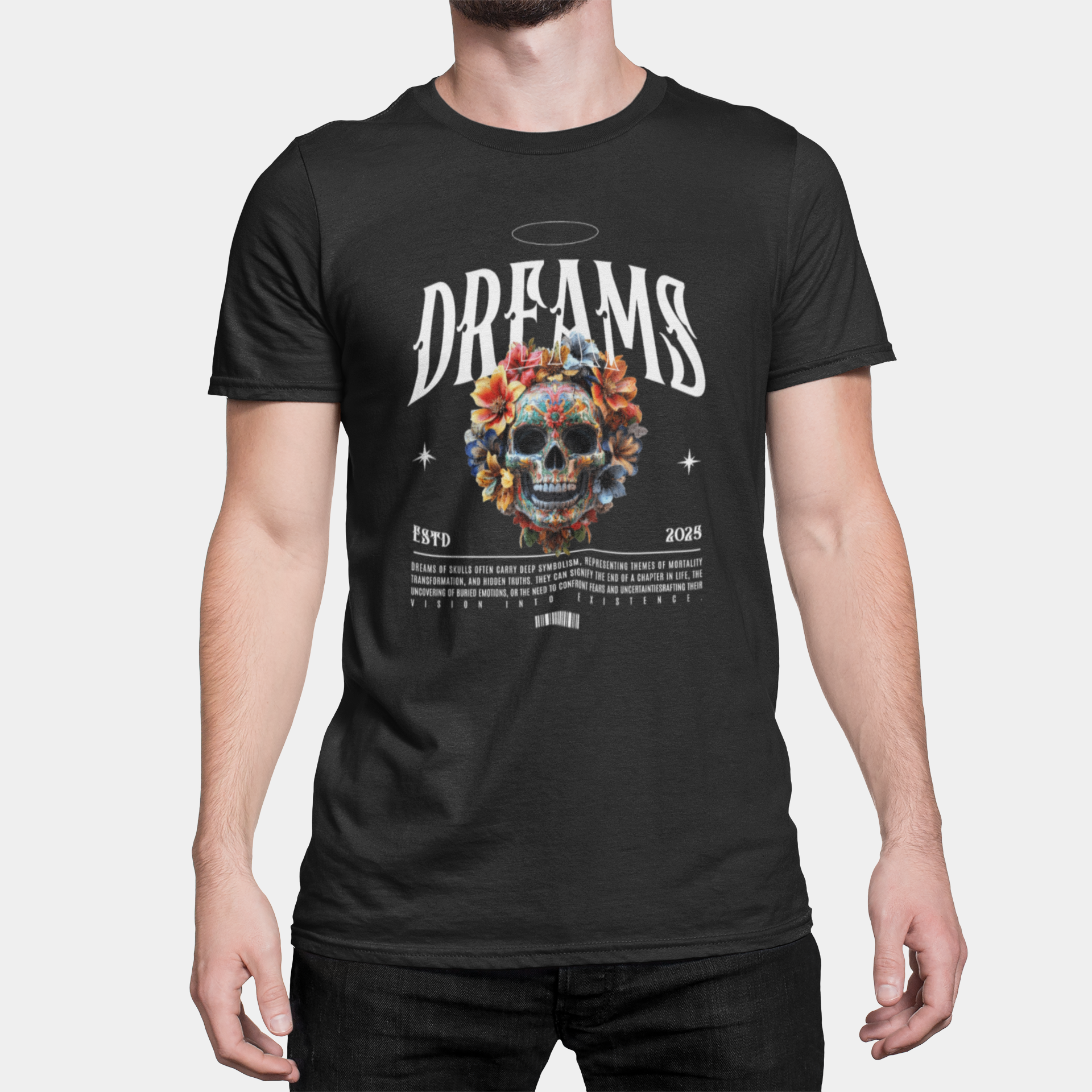 Tricou Unisex „Dreams & Skulls” – Cadoul ideal pentru spirite creative și vizionari - PrintPop