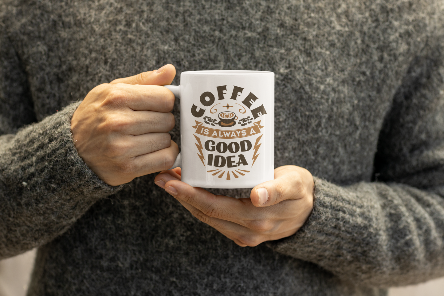 Cana Ceramică cu Mesaj – „Coffee is Always a Good Idea”