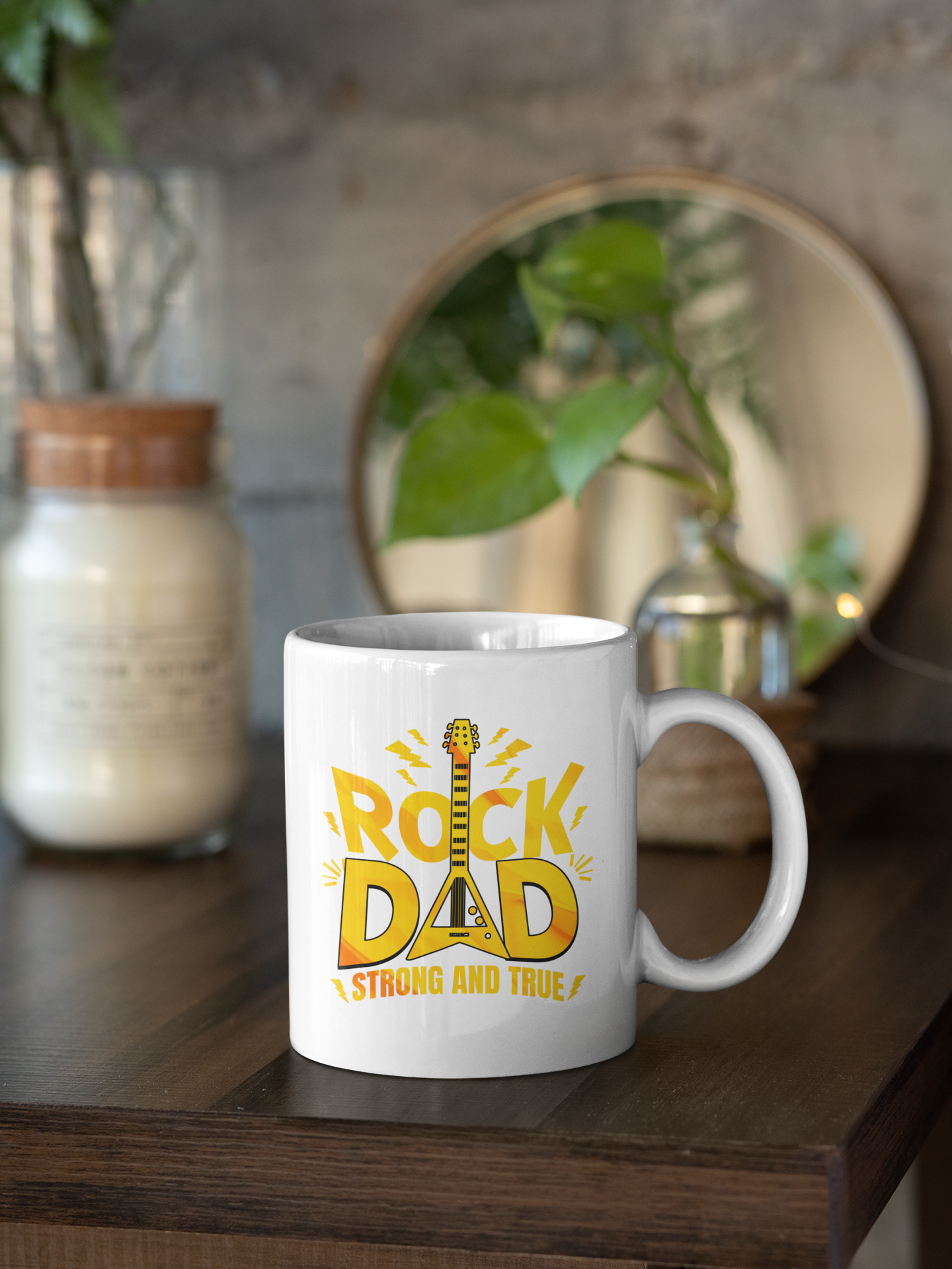Cană ceramică cu mesaj - Rock dad, strong and true