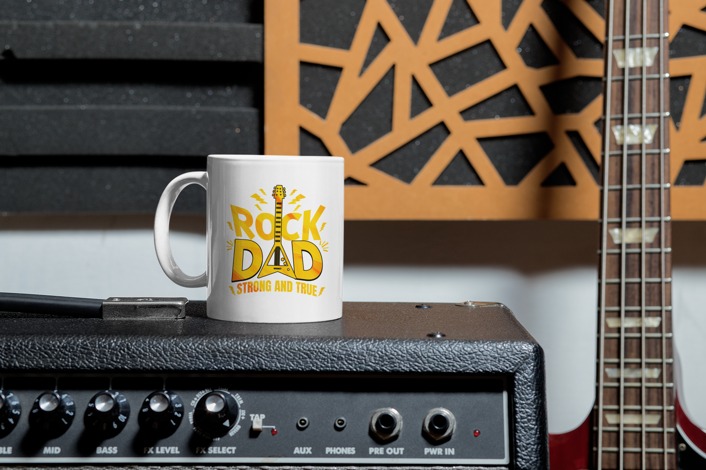 Cană ceramică cu mesaj - Rock dad, strong and true